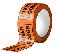 LABEL 'MIXED GOODS' 72mm X 100mm BLACK/ORANGE ROLL 500